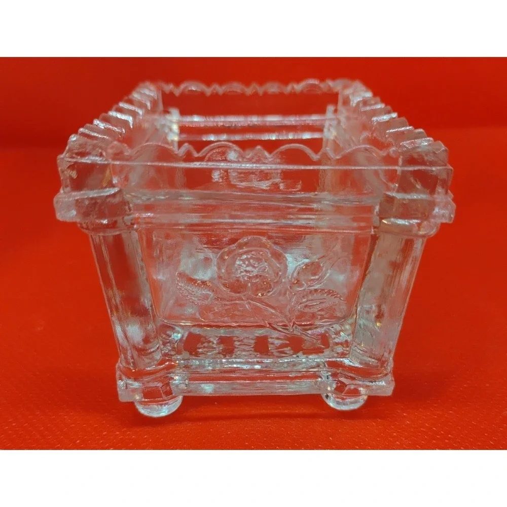 Antique New England NE Glass Company Boston Lacy Salt Dip Cellar 1820-1850s Flaw
